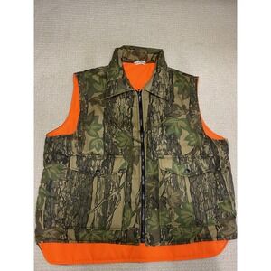 Conceal Reversible Hunting TreBark Camo Blaze Orange Zip Up Vest Size Large